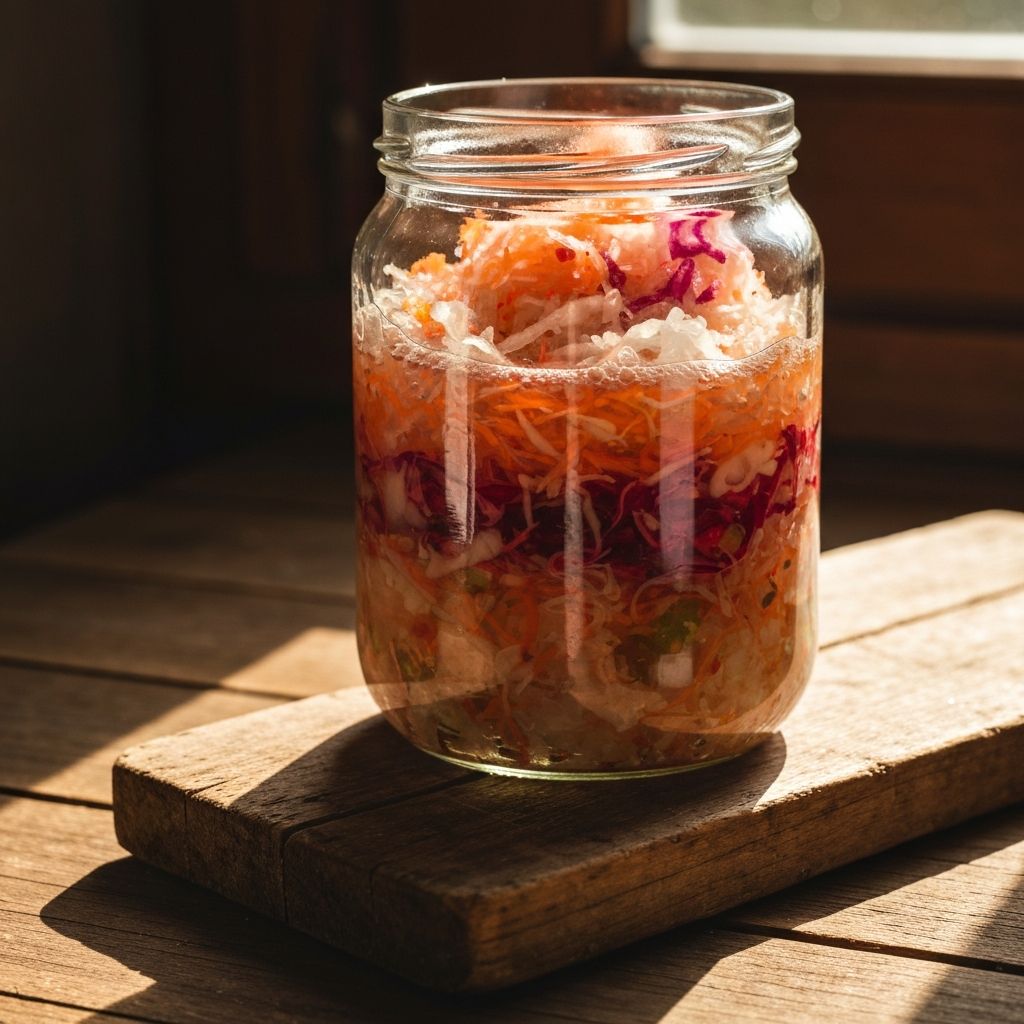 Sauergemüse in Glas - traditionelle Fermentation